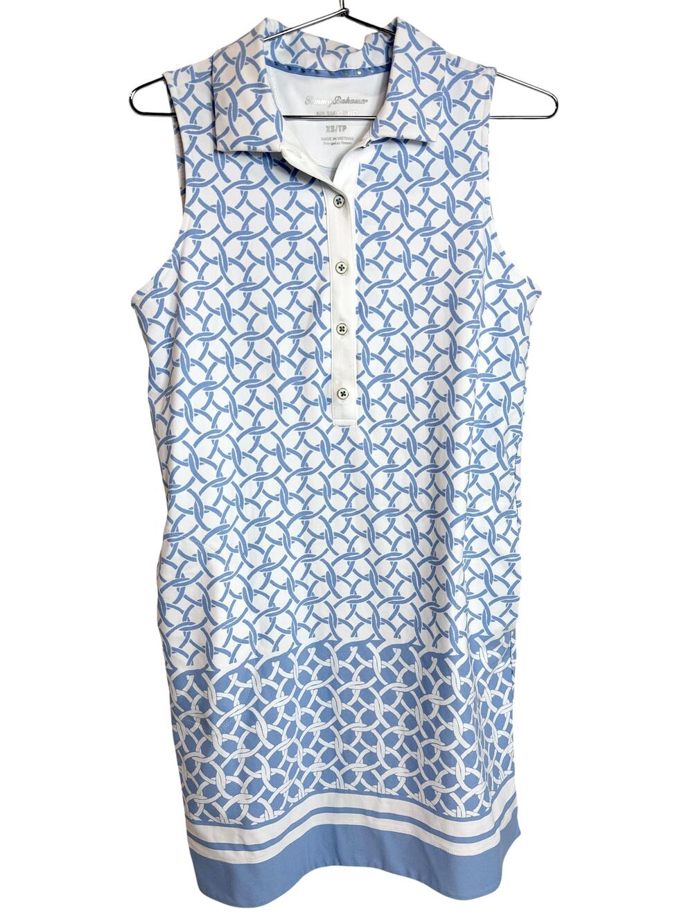 Tommy Bahama Dress Womens XS Blue Geometric Sleeveless Polo Shift IslandZone